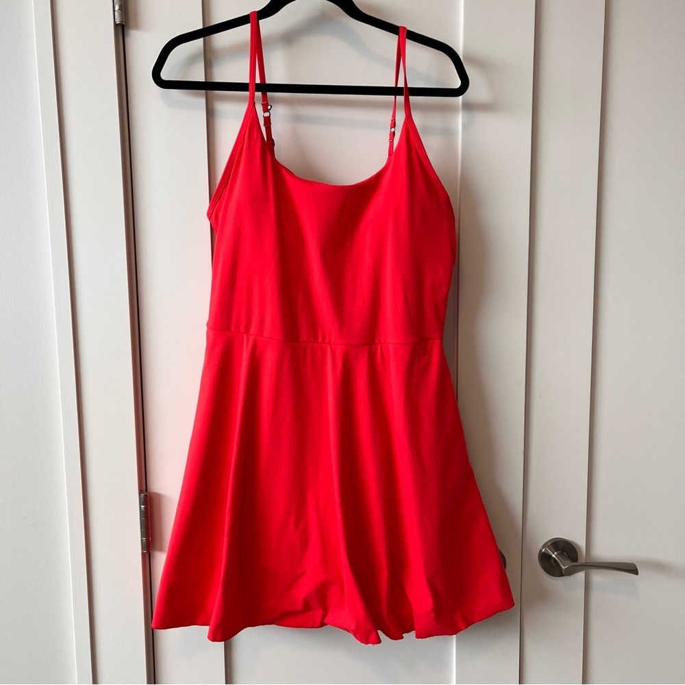Halara Soft Red Athletic Dress with Built-In Shorts | Adjustable Straps